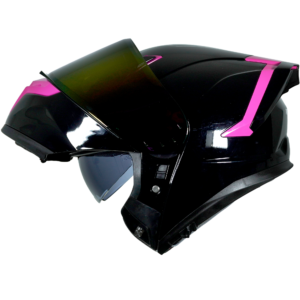 XR-217 DOT XECURO-PRO NEGRO BRILLO SP ROSADO-BRILLO VISOR MORADO M
