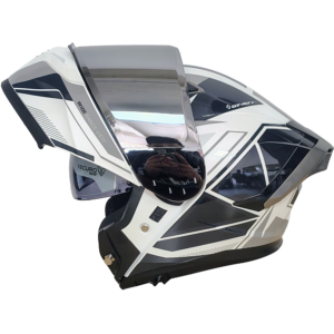 XR-217 DOT XECURO-PRO NOX BLANCO-GRIS BRILLO VISOR PLATEADO