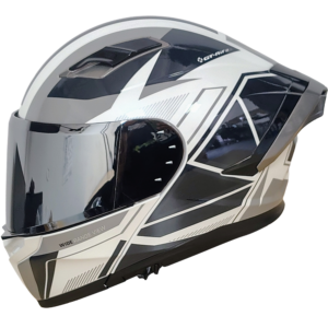 XR-217 DOT XECURO-PRO NOX BLANCO-GRIS BRILLO VISOR PLATEADO