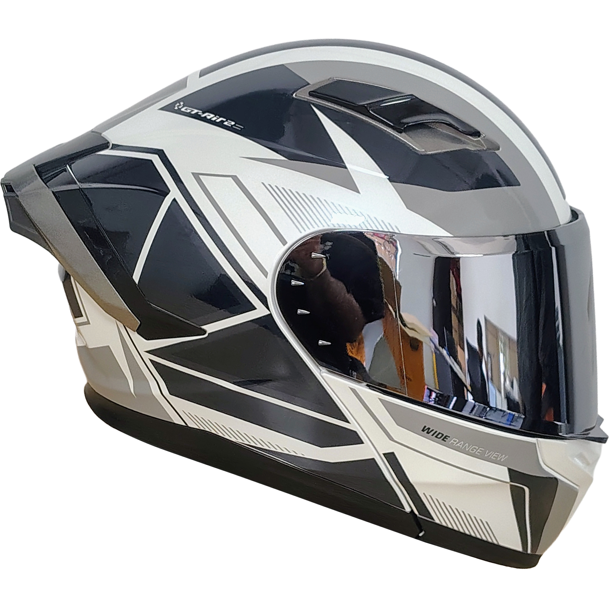 XR-217 DOT XECURO-PRO NOX BLANCO-GRIS BRILLO VISOR PLATEADO - Imagen 3