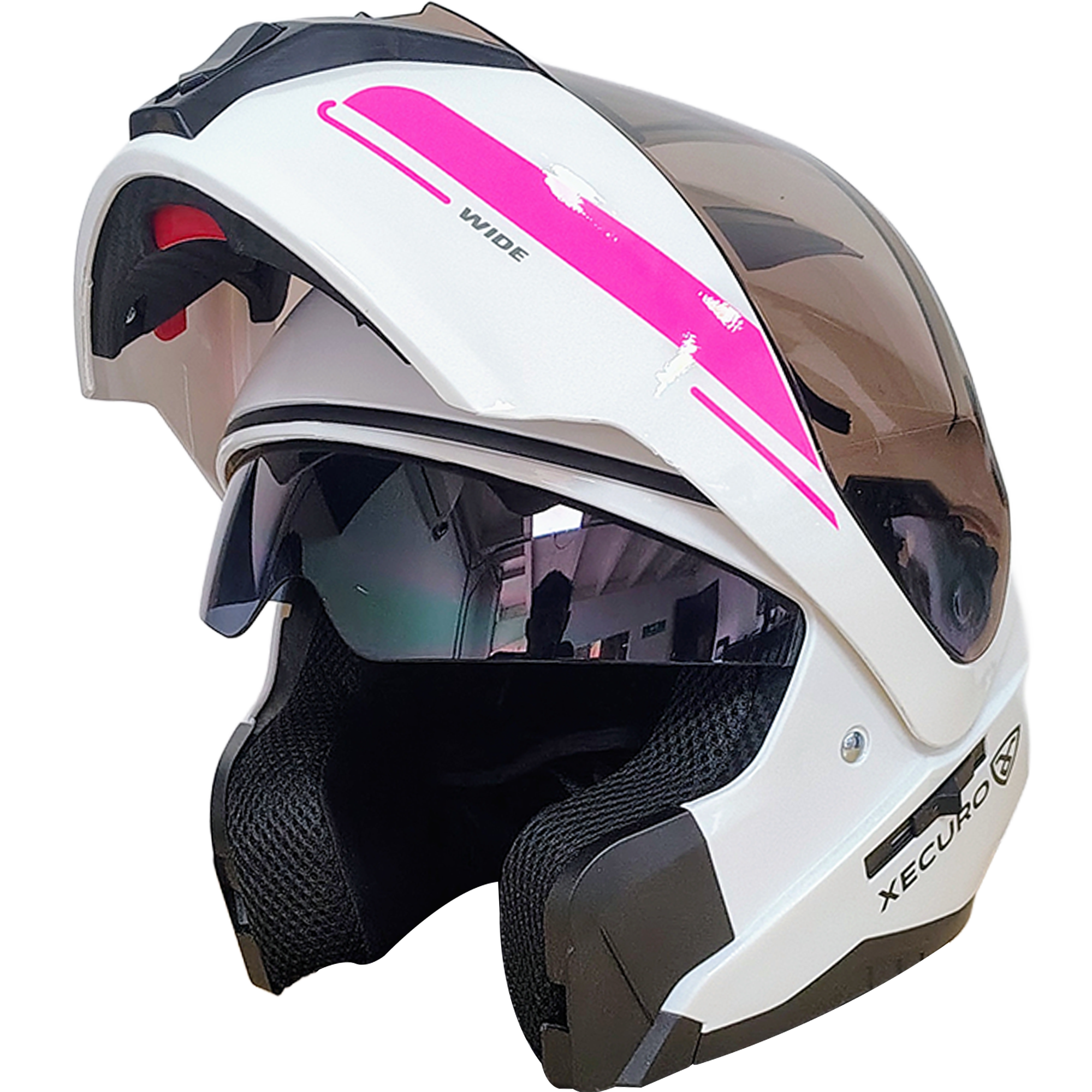 XR-926 DOT XECURO ROCK BLANCO-ROSADO BRILLO SP MORADO VISOR HUMO