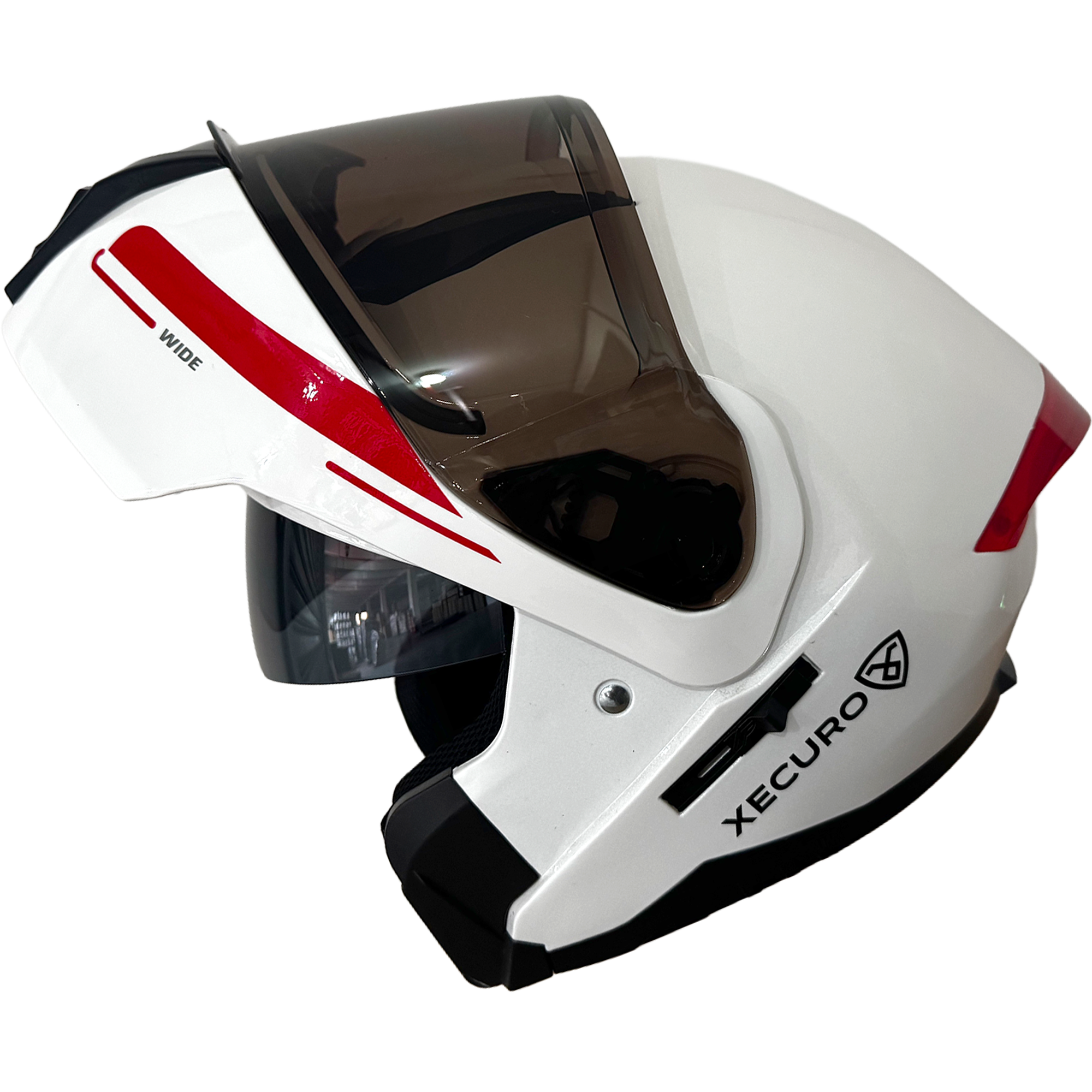 XR-926 DOT XECURO ROCK BLANCO-ROJO BRILLO VISOR HUMO - Imagen 2