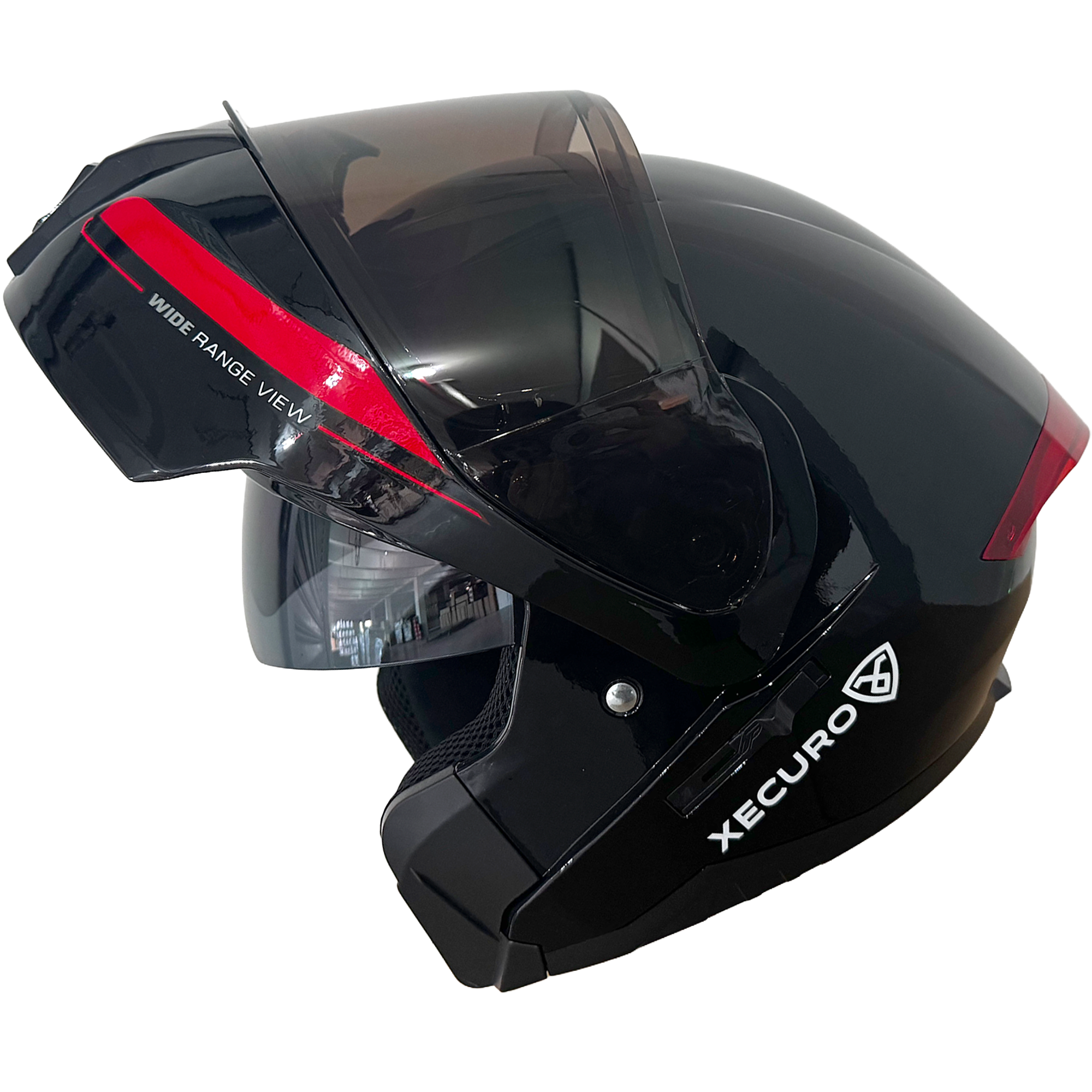 XR-926 DOT XECURO ROCK NEGRO-ROJO BRILLO VISOR HUMO - Imagen 2