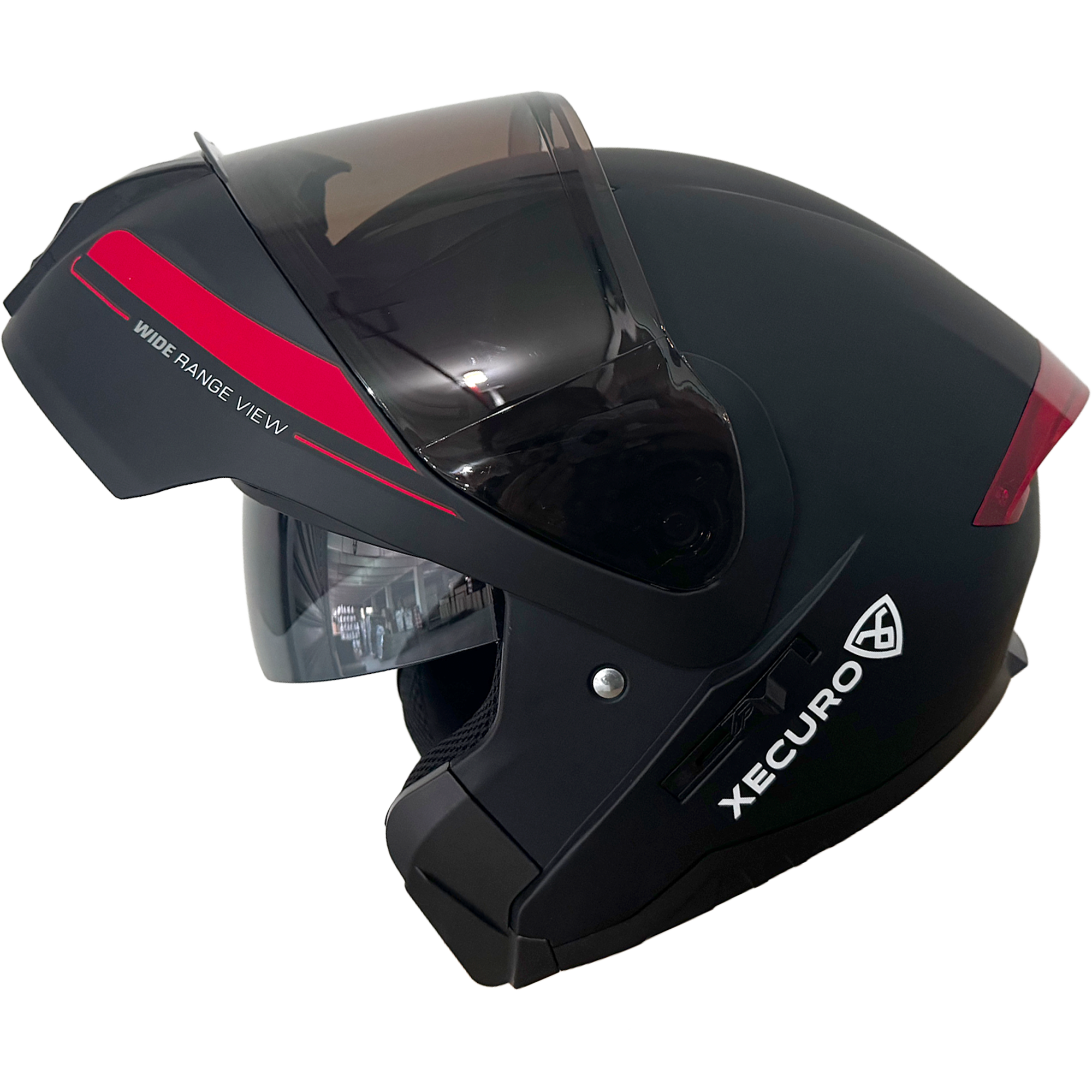 XR-926 DOT XECURO ROCK NEGRO-ROJO MATE VISOR HUMO - Imagen 3