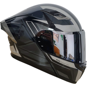 XR-217 DOT XECURO-PRO NOX NEGRO-GRIS BRILLO VISOR PLATEADO