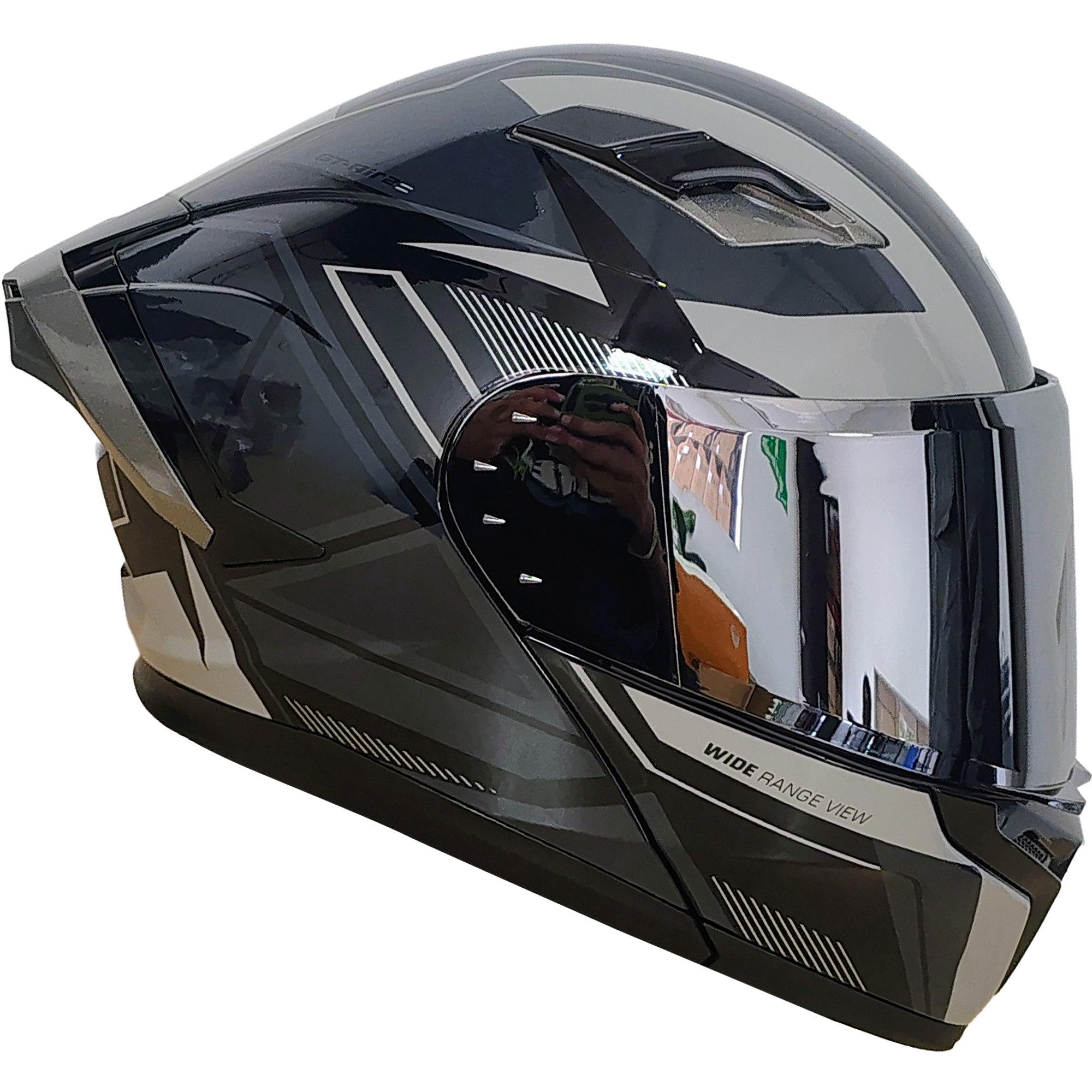 XR-217 DOT XECURO-PRO NOX NEGRO-GRIS BRILLO VISOR PLATEADO