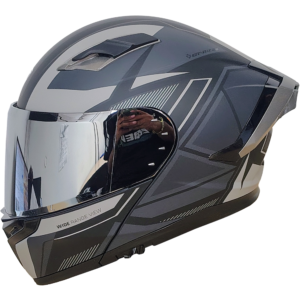 XR-217 DOT XECURO-PRO NOX NEGRO-GRIS MATE VISOR PLATEADO