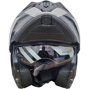 XR-217 DOT XECURO-PRO NOX NEGRO-GRIS BRILLO VISOR PLATEADO
