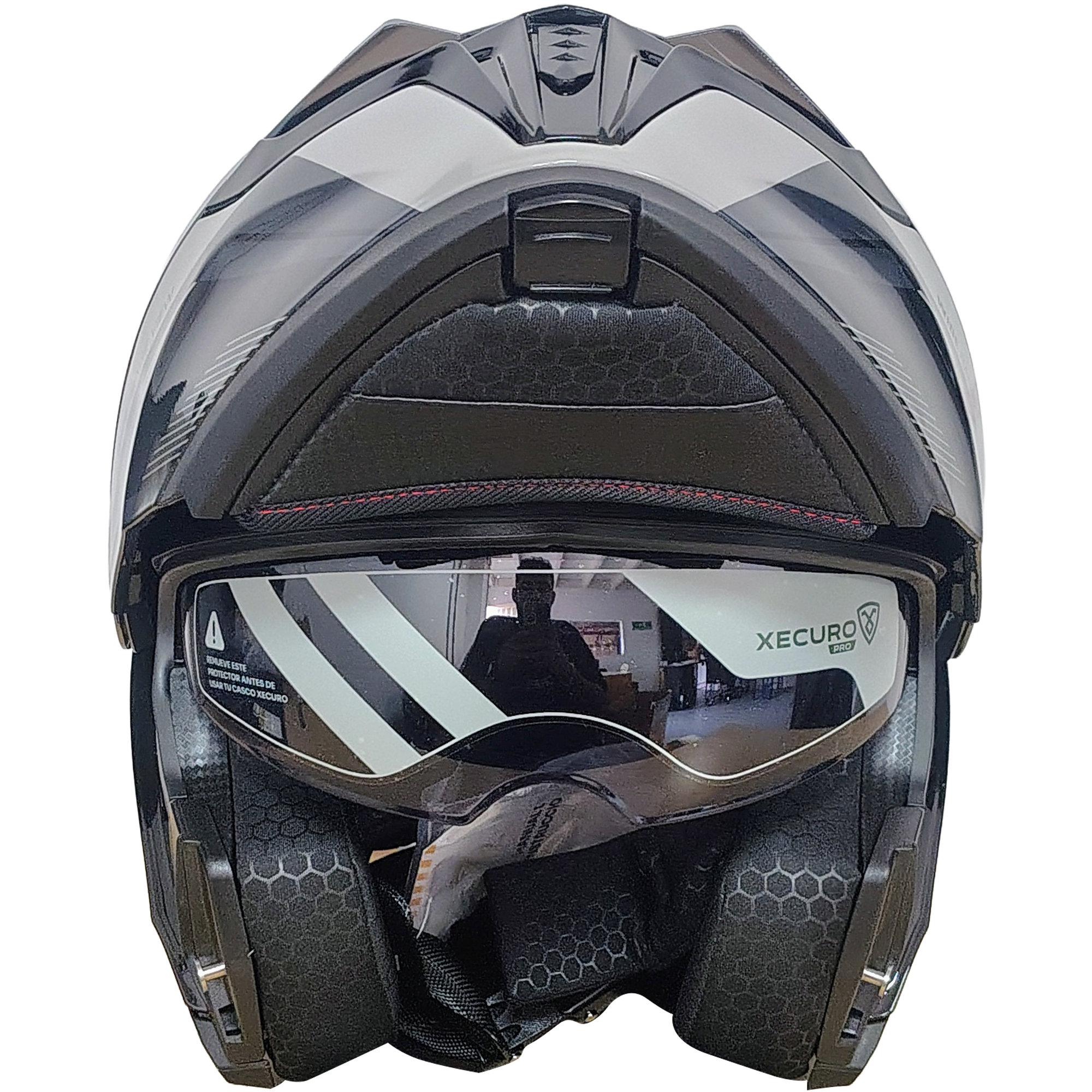 XR-217 DOT XECURO-PRO NOX NEGRO-GRIS BRILLO VISOR PLATEADO - Imagen 3